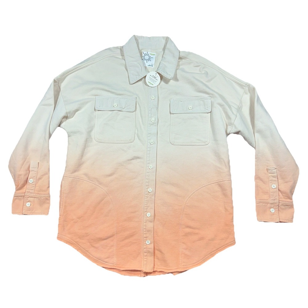 Aerie Offline Throw-Back Shacket oversized fit S/P NWT Cream Orange Trucker